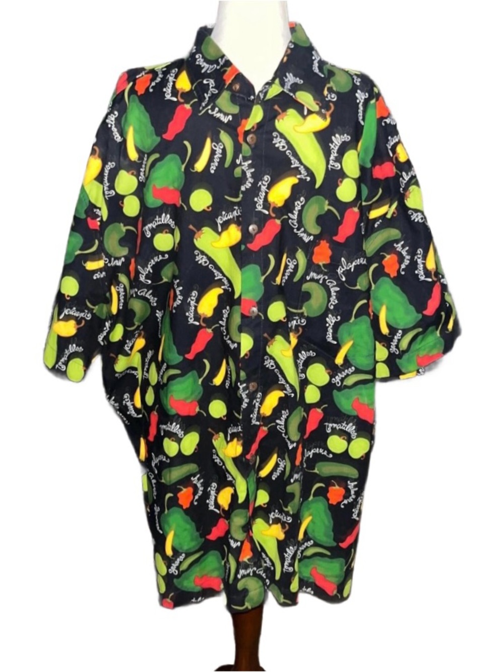 High Seas Trading Co ~ Men’s XX-Large ~ Green/Red/Black ~ Chili Peppers ~ Shirt